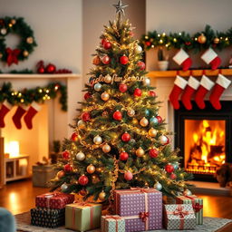 A beautifully decorated real Christmas tree standing elegantly in a cozy living room