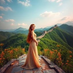 A panoramic view of the Great Wall of Koto Gadang surrounded by lush green mountains and a serene atmosphere