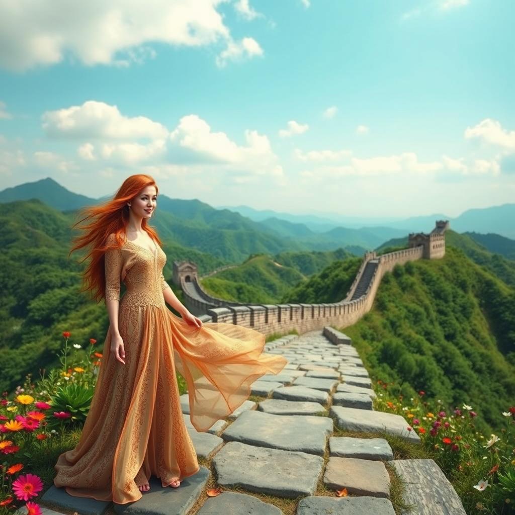 A panoramic view of the Great Wall of Koto Gadang surrounded by lush green mountains and a serene atmosphere
