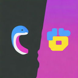 A digital art image showcasing the comparison between Python and C++ programming languages