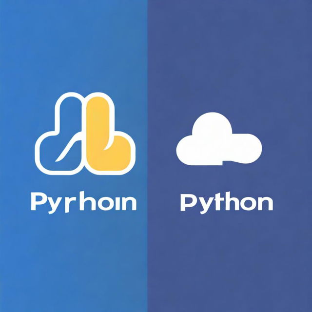 A high-quality digital art image that compares Python and C++ programming languages against a vibrant blue background