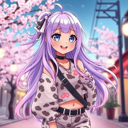 A gorgeous, anime-inspired character named K Moe, featuring vibrant pastel colors, large expressive eyes, and a playful smile