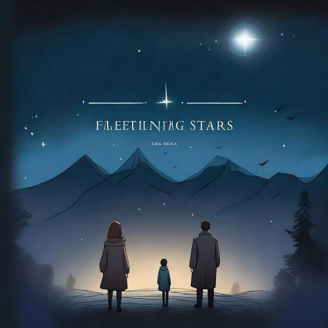 This is a high-quality digital art image of a dark and mysterious book cover titled 'Fleeting Stars'