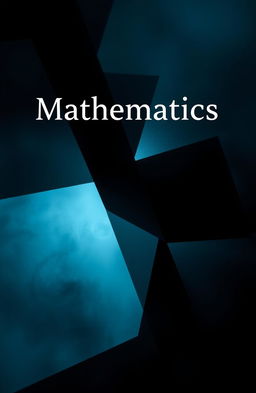 A mysterious and intriguing mathematics book cover design featuring abstract geometric shapes, dark and moody colors like deep blues and blacks, with hints of glowing light in the shapes to create a captivating visual effect