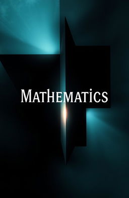 A mysterious and intriguing mathematics book cover design featuring abstract geometric shapes, dark and moody colors like deep blues and blacks, with hints of glowing light in the shapes to create a captivating visual effect