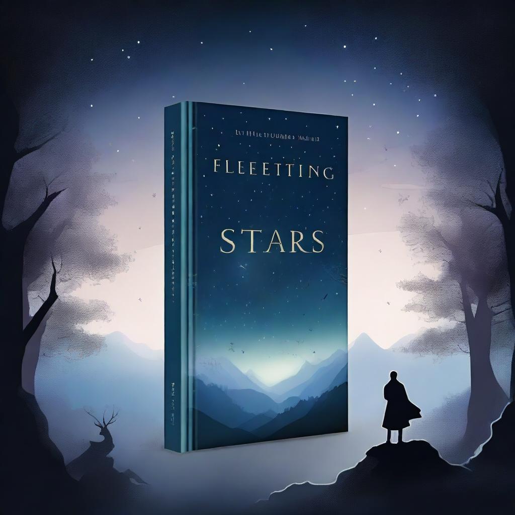 This is a high-quality digital art image of a dark and mysterious book cover titled 'Fleeting Stars'