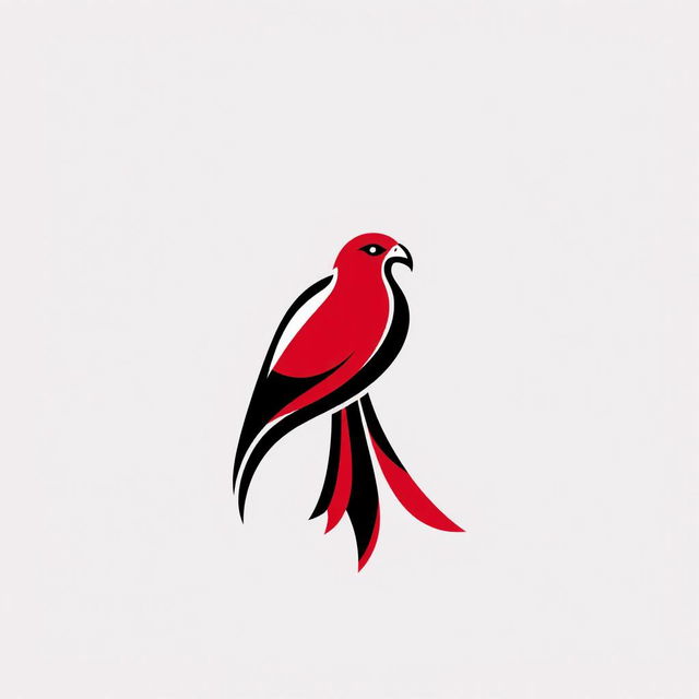 A simple and modern logo design featuring a stylized falcon, utilizing the colors of the Syrian Revolution flag: red, black, and white
