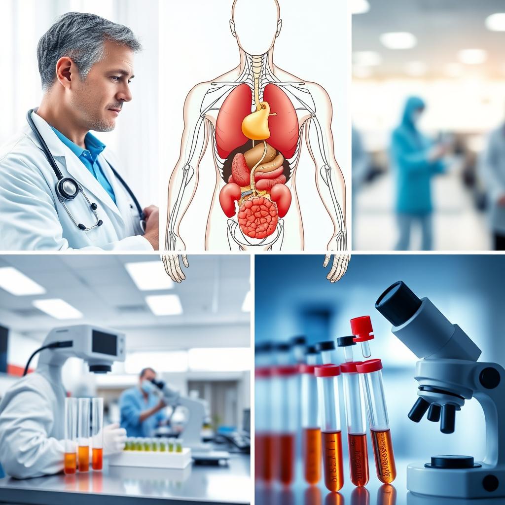 A collection of medical images showcasing various aspects of healthcare