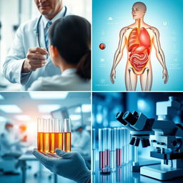A collection of medical images showcasing various aspects of healthcare