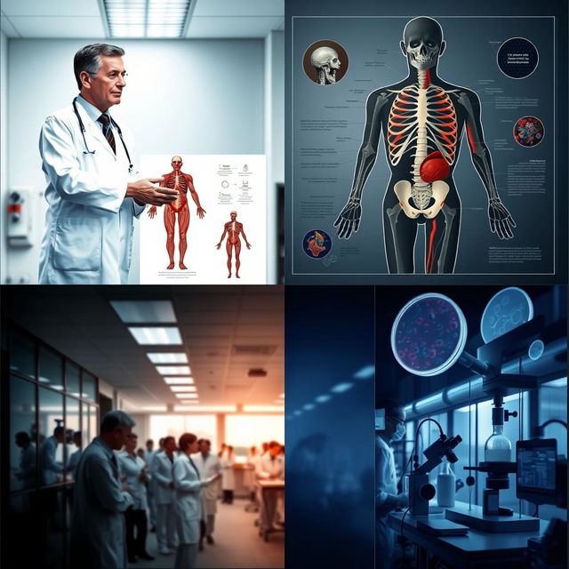 A series of medical images that capture various elements of healthcare