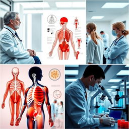 A series of medical images that capture various elements of healthcare