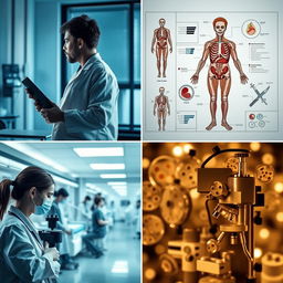 A series of medical images that capture various elements of healthcare