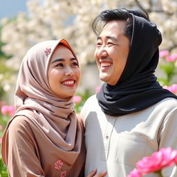 A beautiful Muslim woman with fair skin, round eyes, and shoulder-length hair, dressed in an elegant hijab