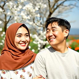 A beautiful Muslim woman with fair skin, round eyes, and shoulder-length hair, dressed in an elegant hijab