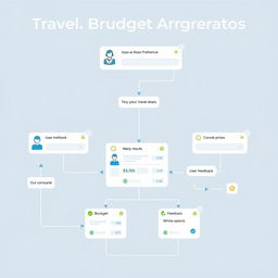 A detailed flowchart design for a travel budget aggregator website