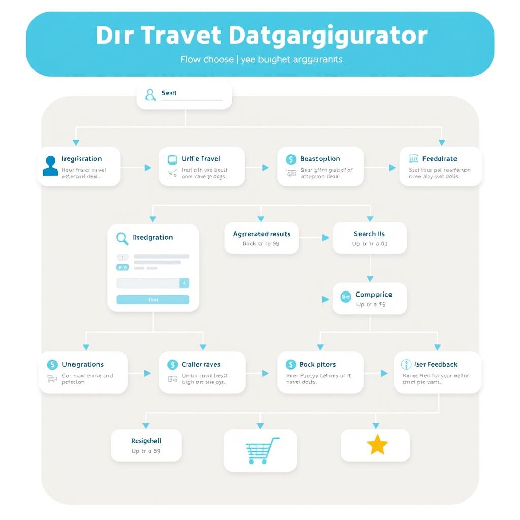 A detailed flowchart design for a travel budget aggregator website