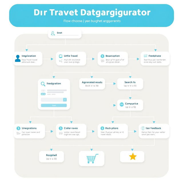 A detailed flowchart design for a travel budget aggregator website