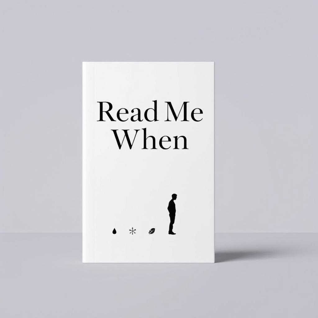 A stylish minimalist book cover design for 'Read Me When', aimed at an adult audience