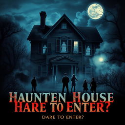 A movie poster featuring a classic haunted house surrounded by a dark, eerie atmosphere