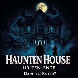 A movie poster featuring a classic haunted house surrounded by a dark, eerie atmosphere