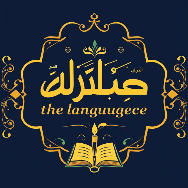 A logo inspired by the beauty of the Arabic language and its cultural identity, featuring a balanced design that combines elegant Arabic calligraphy with traditional ornaments