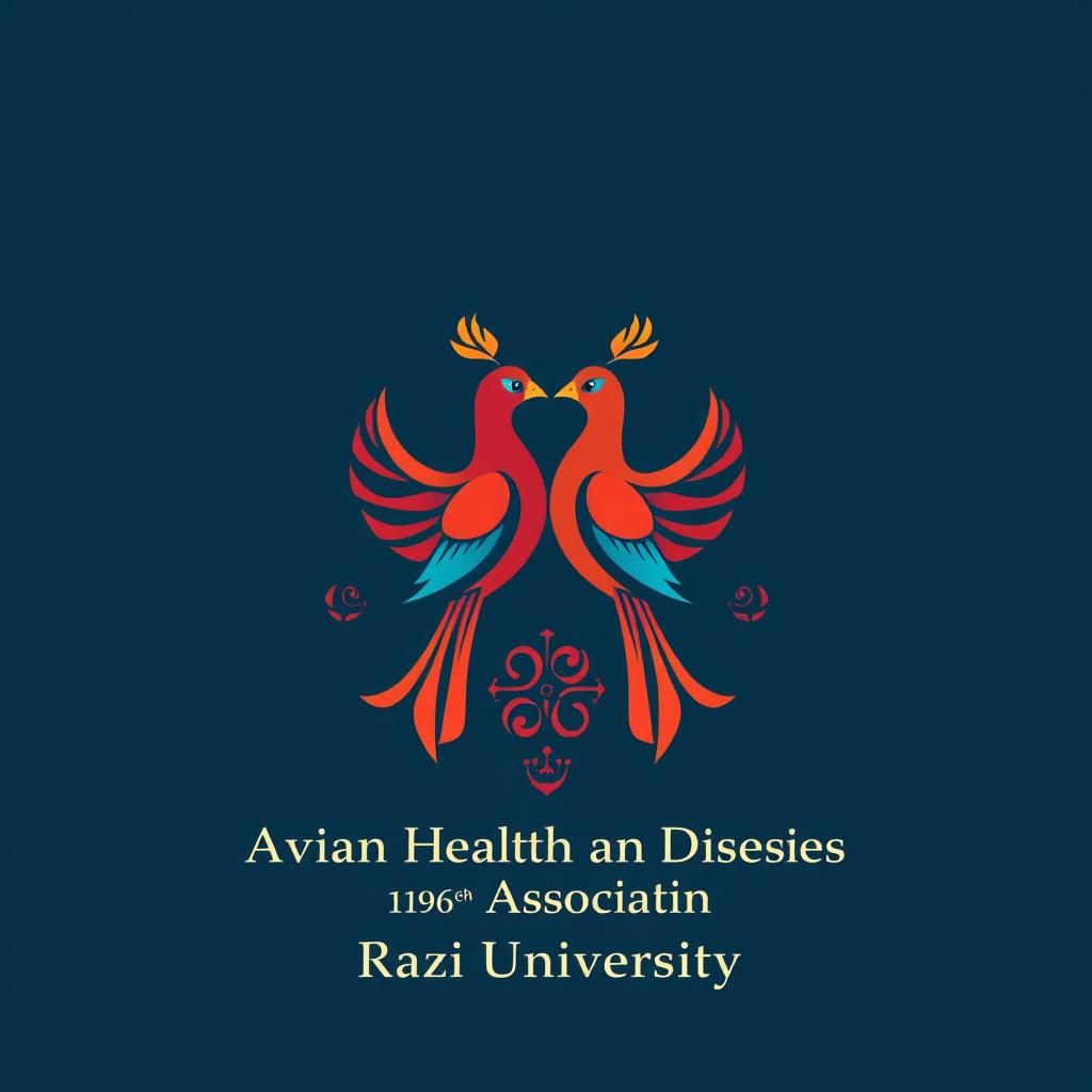 A logo design for the Avian Health and Diseases Association featuring the ancient Iranian birds, Simorgh and Homa, depicted in a harmonious and elegant way