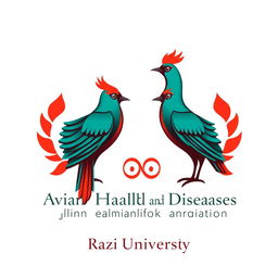 A logo design for the Avian Health and Diseases Association featuring the ancient Iranian birds, Simorgh and Homa, depicted in a harmonious and elegant way
