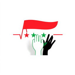 A simple and modern logo design featuring a stylized pulse line, incorporating the colors of the Syrian opposition flag: red, black, and green