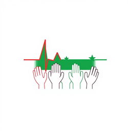 A simple and modern logo design featuring a stylized pulse line, incorporating the colors of the Syrian opposition flag: red, black, and green