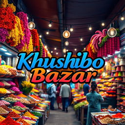 A vibrant and colorful cover photo featuring the name 'Khushbo Bazar' artistically designed in a bold and stylish font