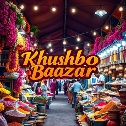 A vibrant and colorful cover photo featuring the name 'Khushbo Bazar' artistically designed in a bold and stylish font