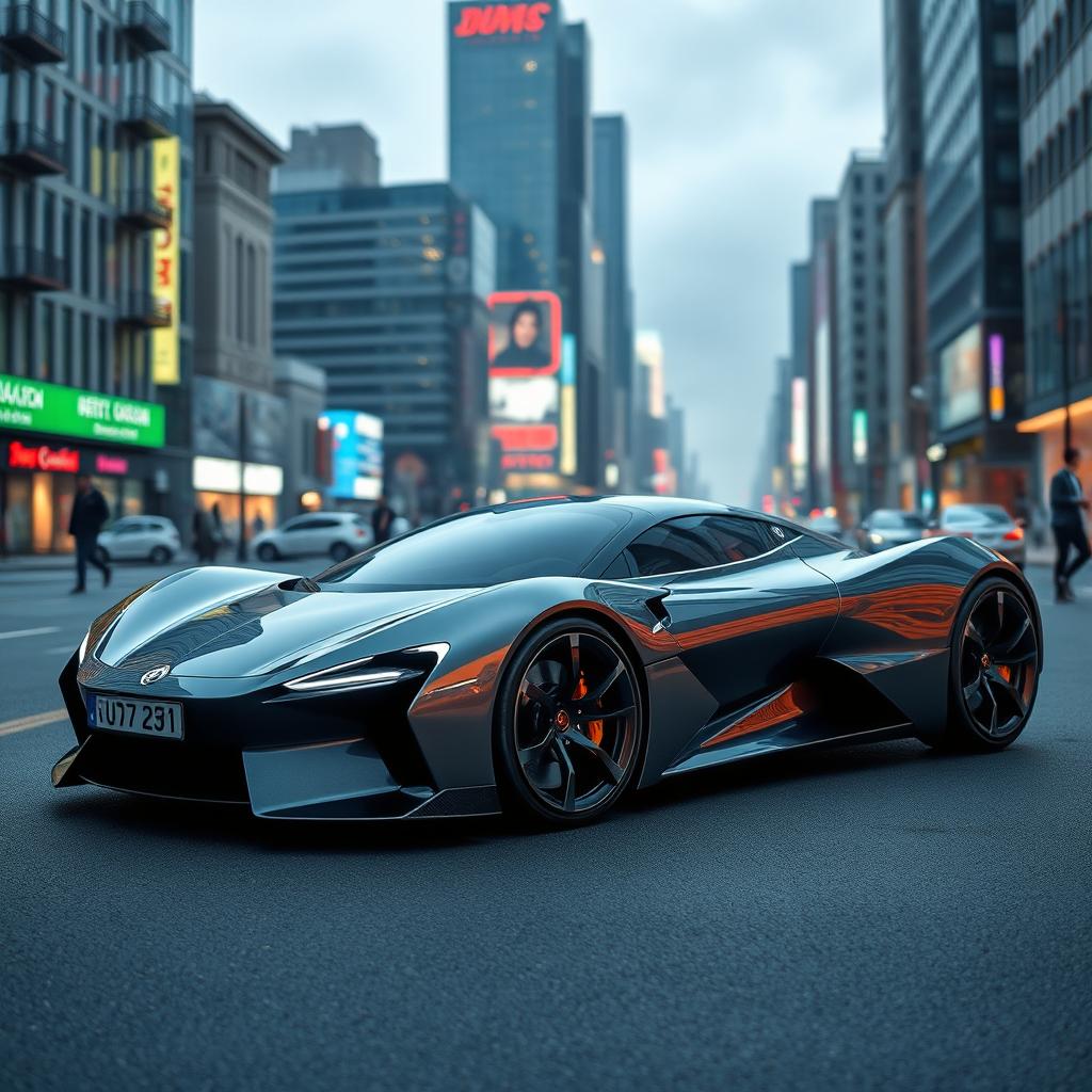 A sleek, lightweight 2-seater supercar designed for urban environments, blending agility, style, and cutting-edge green technology