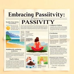 A creative and engaging wall newspaper layout focused on the theme of passivity