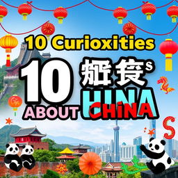 A visually striking thumbnail for a video titled '10 Curiosities About China'