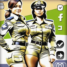 This is a high-resolution digital art image showcasing a woman in a military uniform