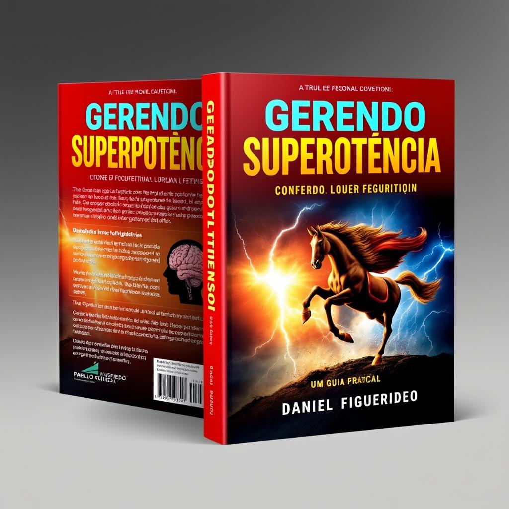 Design a book cover for a self-help and personal development book titled "Gerendo Superpotência! Superando a Procrastinação, Vencendo o Medo e Gerenciando o TDAH: Um Guia Prático"