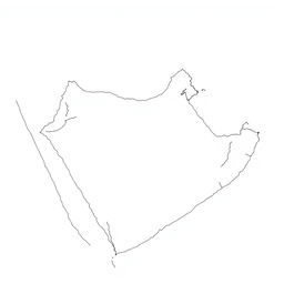 A detailed black and white outline map of the Arabian Peninsula, illustrating the external borders and internal boundaries of the countries within