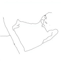 A detailed black and white outline map of the Arabian Peninsula, illustrating the external borders and internal boundaries of the countries within