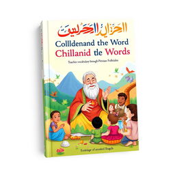 A visually enchanting book cover for 'Children and the World of Words', aimed at teaching vocabulary through Persian Folktales