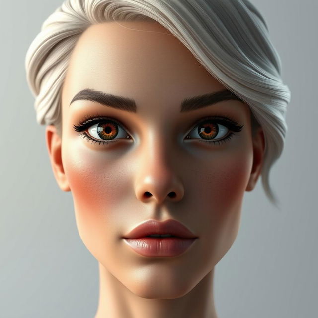 A highly detailed and realistic human face, showcasing a variety of textures