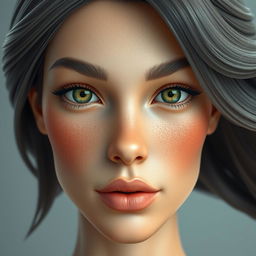 A highly detailed and realistic human face, showcasing a variety of textures