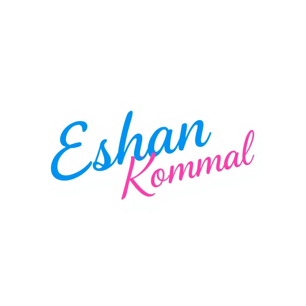 The names 'Eshan' and 'Komal' written vertically and overlapping on the right side of the image