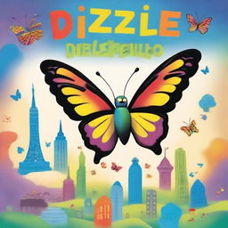 A high-quality illustration cover features Dizzle, a vibrant butterfly, flying in the sky with various world landmarks in the background