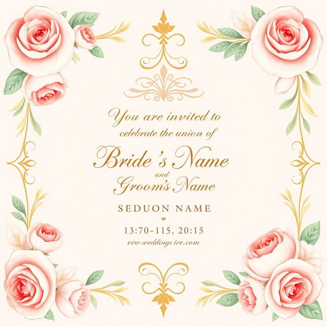 A beautiful and elegant wedding invitation design featuring soft pastel colors like blush pink, mint green, and pale gold