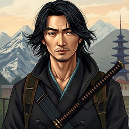 A man of Japanese appearance who is a frequent traveler yet maintains a neat appearance