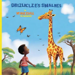 Page 1 of 'Dizzle the Butterfly' showcases a vibrant and dramatic illustration of Dizzle, caught in a hurricane, being swept from his Caribbean homeland to Africa