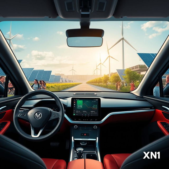 A vibrant and engaging campaign visual highlighting the benefits of the electric car model X1