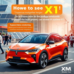 A vibrant and engaging campaign visual highlighting the benefits of the electric car model X1