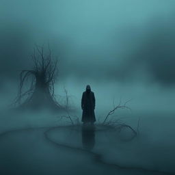 A somber and isolated scene representing intense feelings of sadness and loneliness