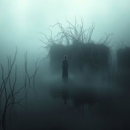 A somber and isolated scene representing intense feelings of sadness and loneliness